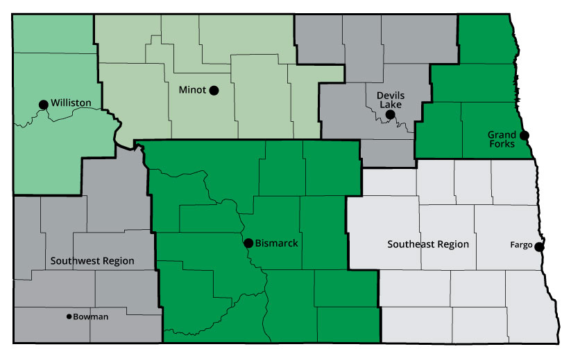 Map of ND SBDC Locations